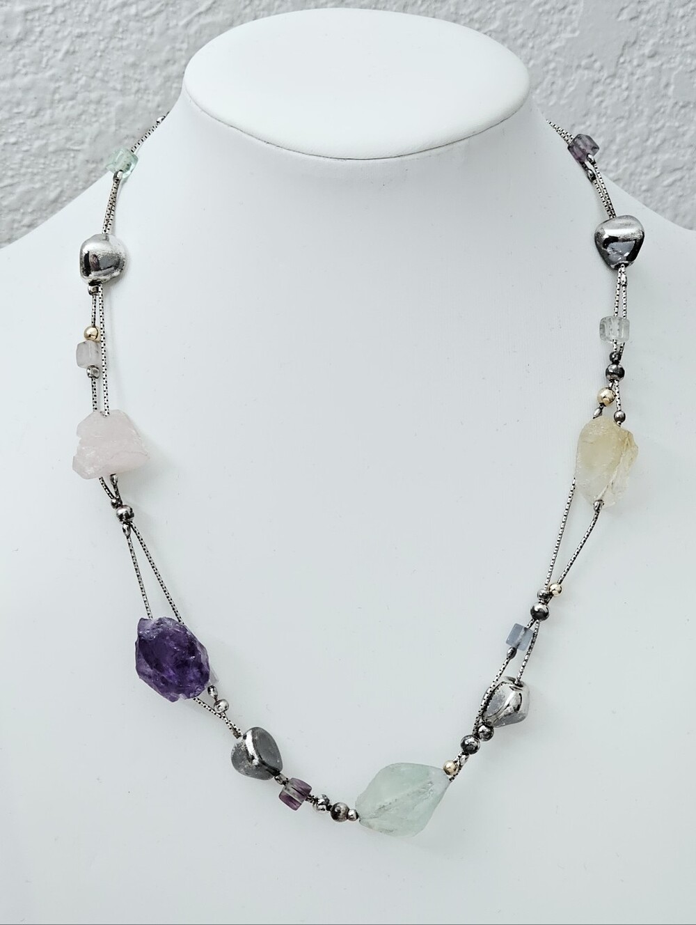 Silpada Very Rare Sterling Silver Crystal Multi-Quartz Stone 17" Necklace N0719